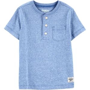OSHKOSH B’GOSH Boy’s Short Sleeve Henley(Blue Snow Solid)