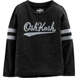 OSHKOSH B’GOSH Girls’ Varsity Logo Tee(Black Glitter)