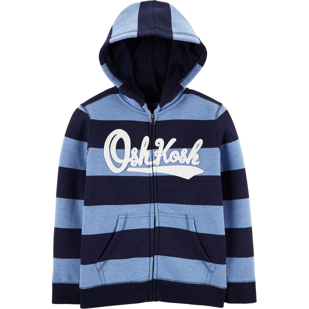 imageOshKosh BGosh Boys Full Zip Logo HoodieBlue LapisNavy Stripe