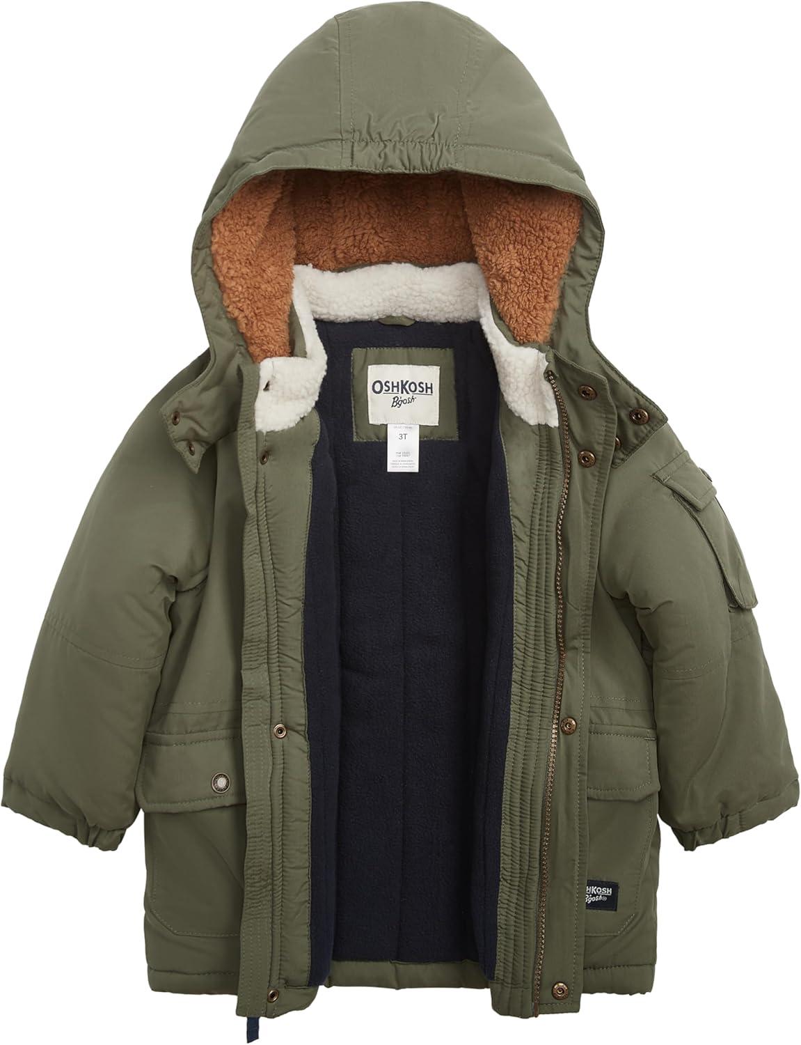 imageOSHKOSH BGOSH Heavyweight Parka Jacket for Boys Winter Coat with HoodOlive Drab