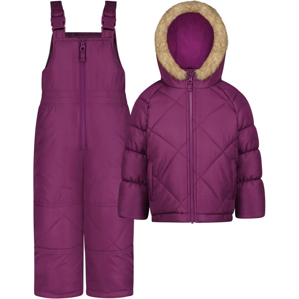 imageOSHKOSH BGOSH Girls Ski Jacket and Snowbib Snowsuit Outfit SetDark Berry