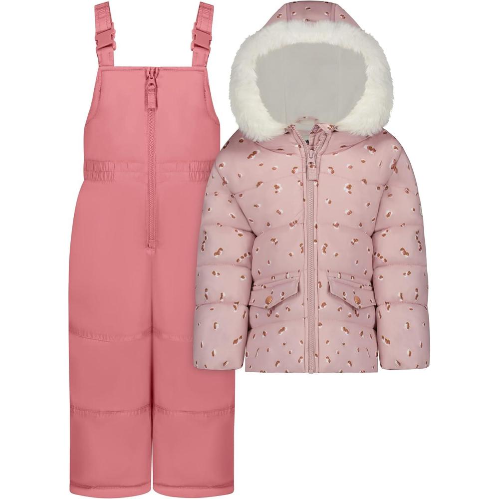 imageOSHKOSH BGOSH Girls Ski Jacket and Snowbib Snowsuit Outfit SetLeopard