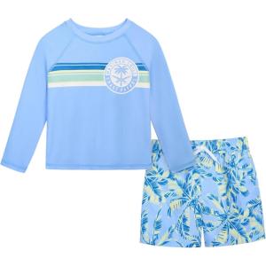 OSHKOSH B’GOSH Toddlers and Baby Boys’ Swimsuit Trunk and Rashguard Set(Light Blue)