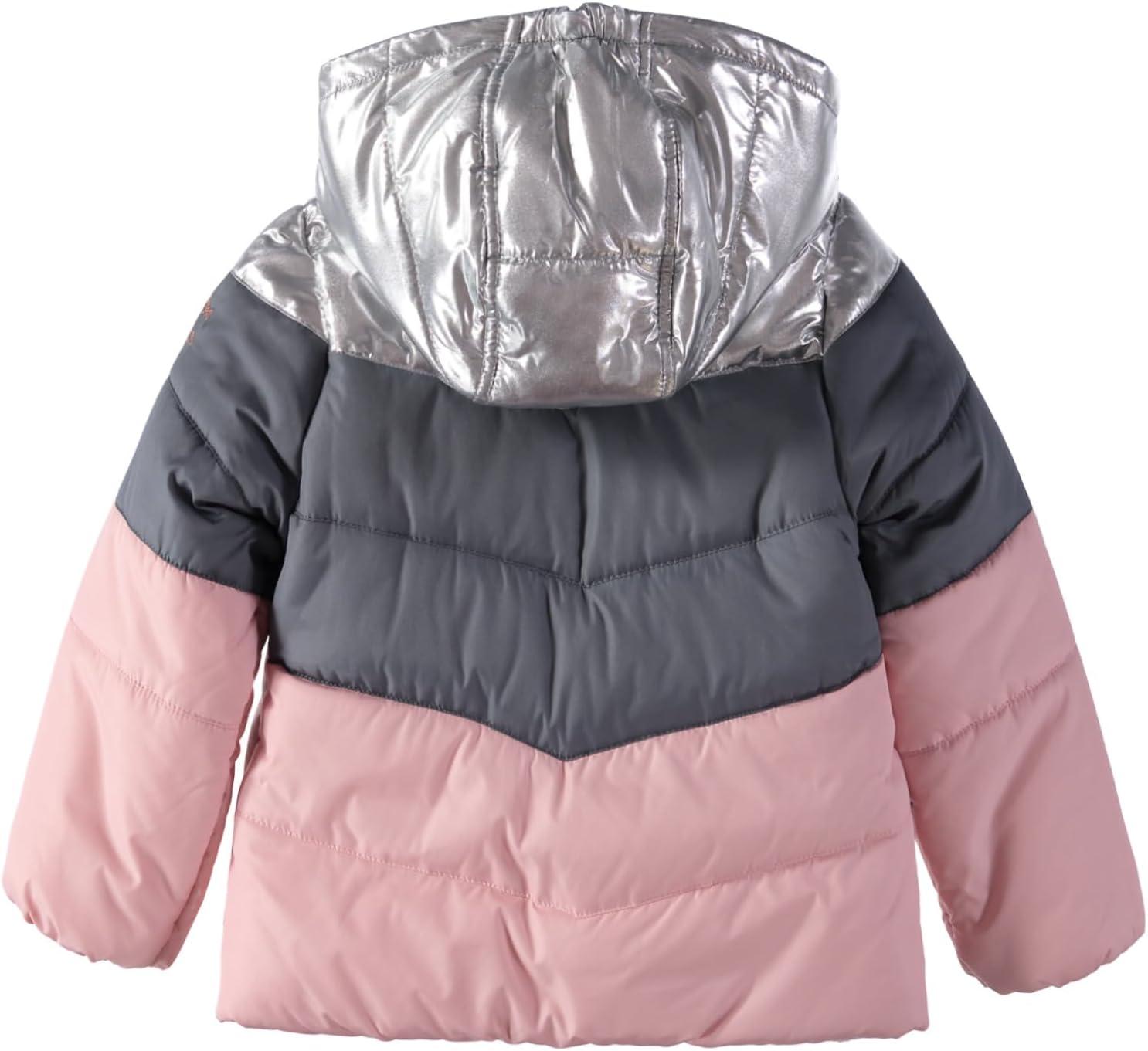 imageOSHKOSH BGOSH Girls Perfect Colorblocked Heavyweight Jacket Coat 6X SilverPink