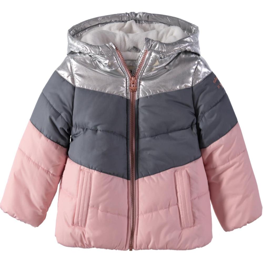 imageOSHKOSH BGOSH Girls Perfect Colorblocked Heavyweight Jacket Coat 6X SilverPink