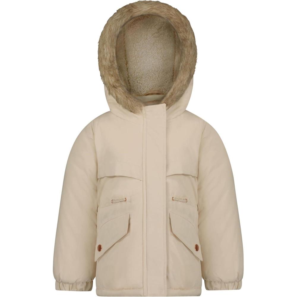 imageOshKosh Bgosh Girls Heavyweight Faux Fur Hooded Parka Warm Winter CoatKhaki