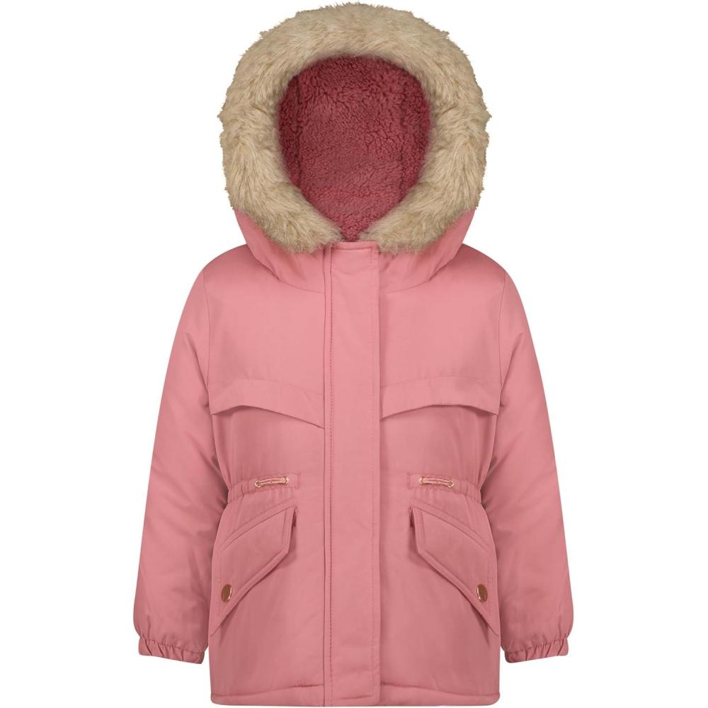 imageOshKosh Bgosh Girls Heavyweight Faux Fur Hooded Parka Warm Winter CoatRose