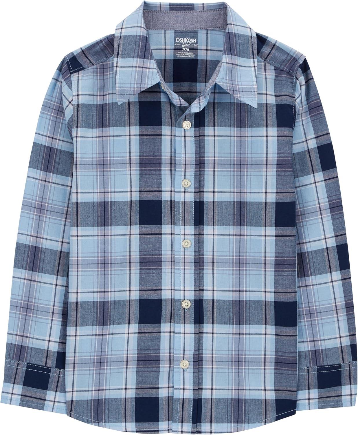 imageOshKosh BGosh Boys Long Sleeve Woven Buttonfront ShirtBlue Plaid