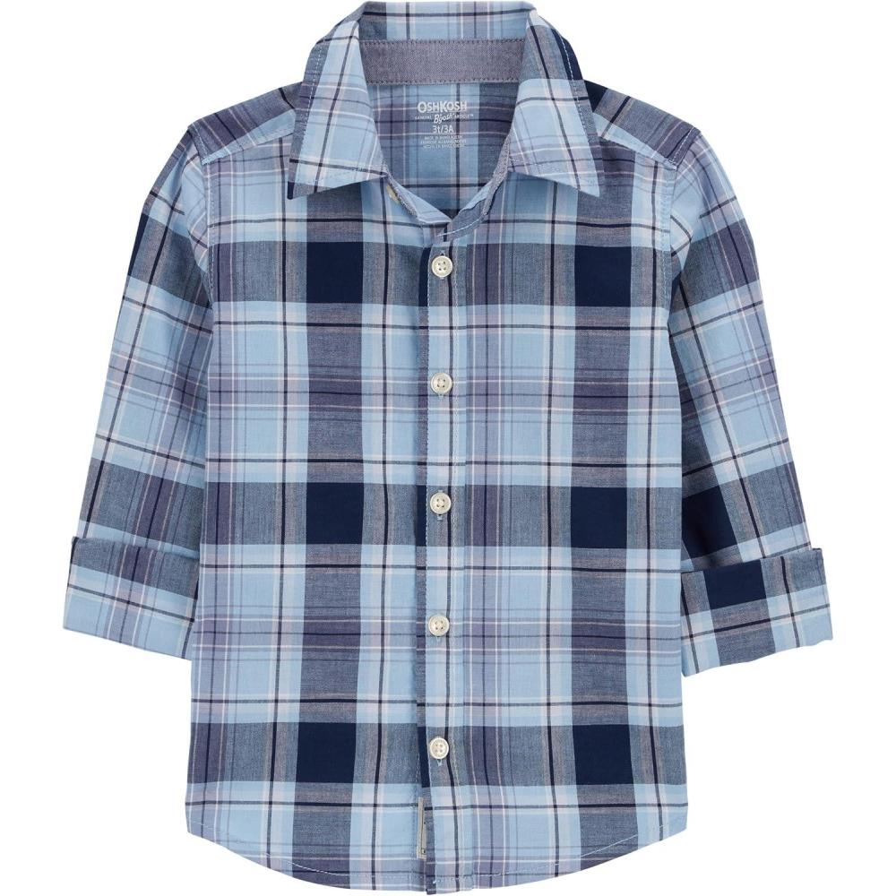 imageOshKosh BGosh Boys Long Sleeve Woven Buttonfront ShirtBlue Plaid Print