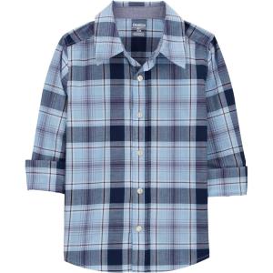 OshKosh B’Gosh Boys Long Sleeve Woven Buttonfront Shirt(Blue Plaid)