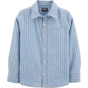 OshKosh B’Gosh Boys Long Sleeve Woven Buttonfront Shirt(Blue Stripe Print)