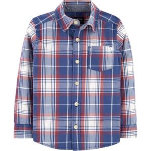 OshKosh B’Gosh Boys Long Sleeve Woven Buttonfront Shirt(Blue/Red Plaid)