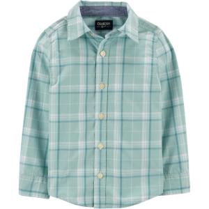 OshKosh B’Gosh Boys Long Sleeve Woven Buttonfront Shirt(Patina Plaid)