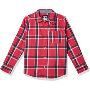 OshKosh B’Gosh Boys Long Sleeve Woven Buttonfront Shirt(Red Plaid Print)