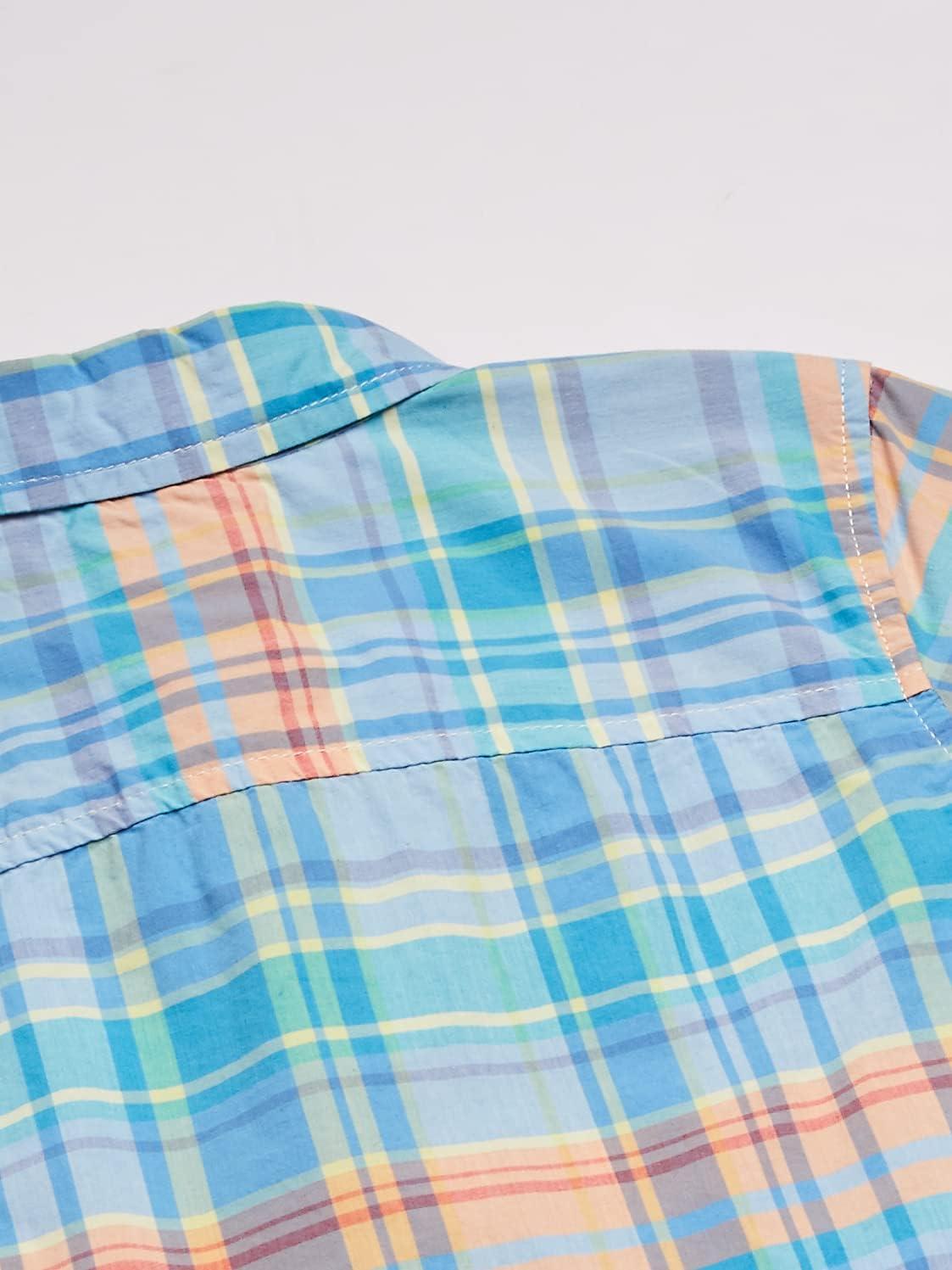 imageOshKosh BGosh Boys Short Sleeve Woven Buttonfront ShirtBlueOrange Plaid