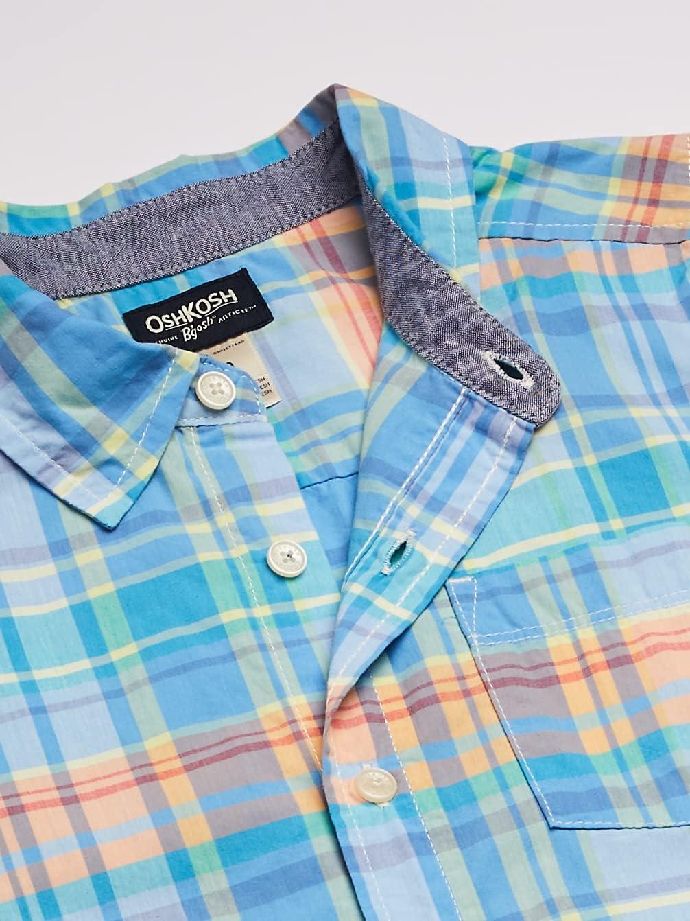 imageOshKosh BGosh Boys Short Sleeve Woven Buttonfront ShirtBlueOrange Plaid