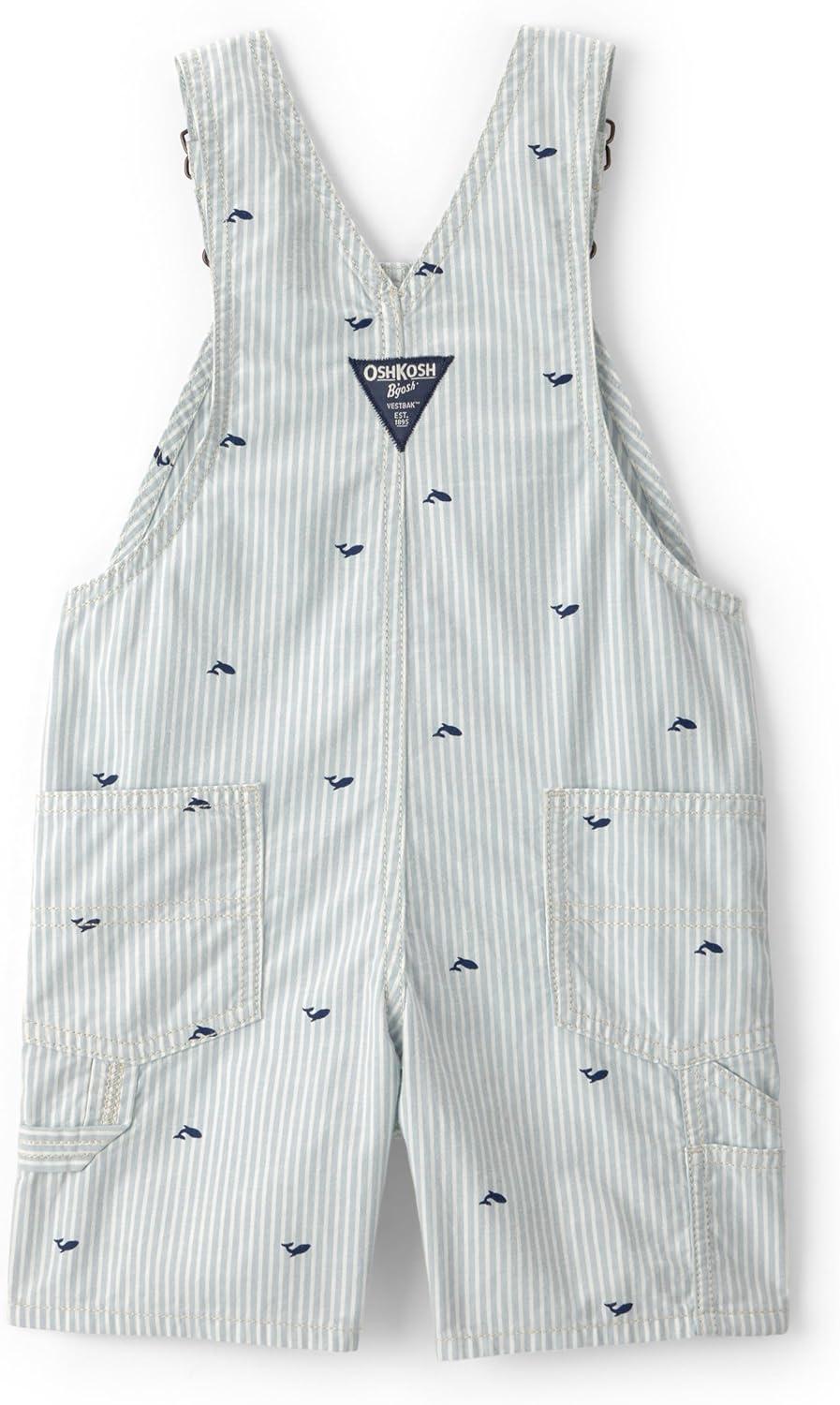 imageOSHKOSH BGOSH Baby Boys Worlds Best OverallsGreenWhite Stripe Shortall