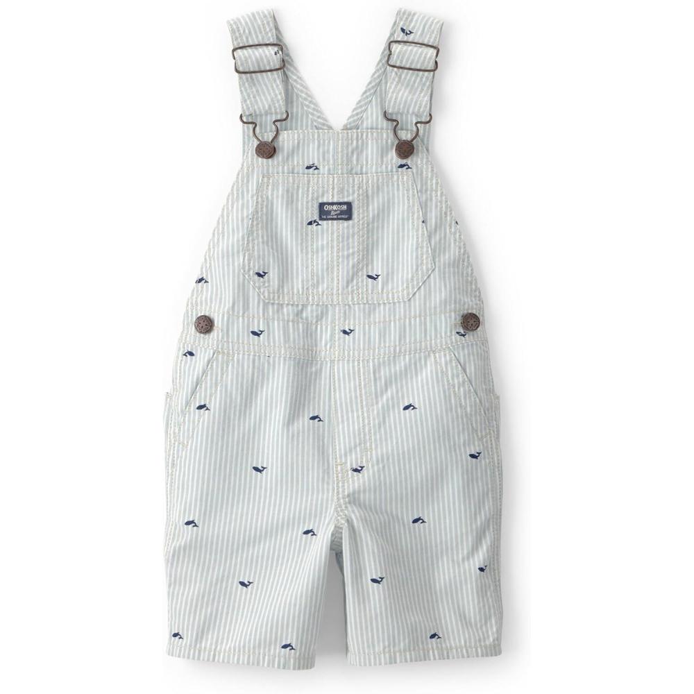 imageOSHKOSH BGOSH Baby Boys Worlds Best OverallsGreenWhite Stripe Shortall