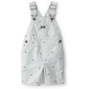 OSHKOSH B’GOSH Baby Boys World’s Best Overalls(Green/White Stripe Shortall)