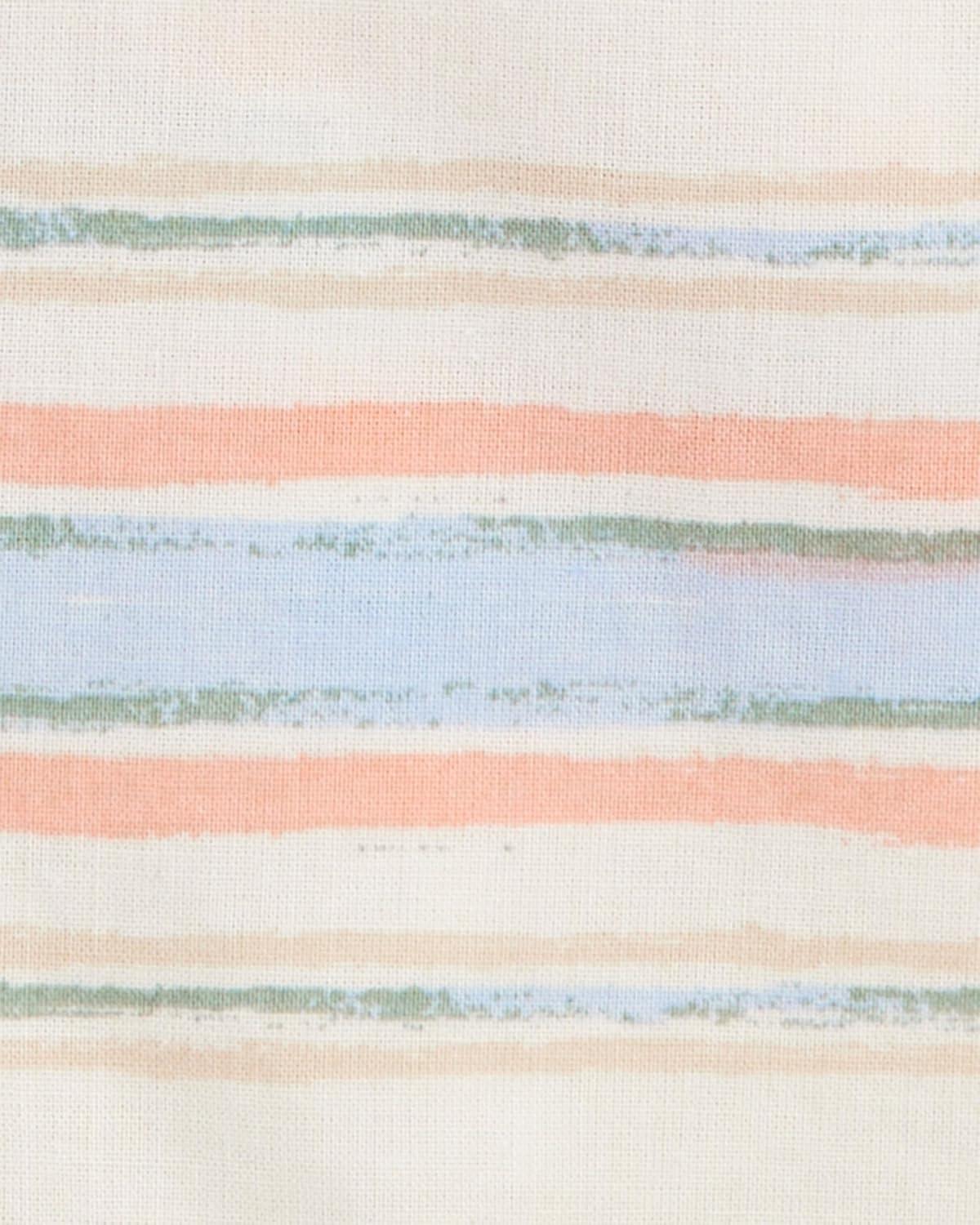 imageOshKosh Boy Short Sleeve Woven Buttonfront Shirt Cream Stripes Kid 7