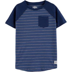 OshKosh B’Gosh Boys Short Sleeve Pocket Tee(Indigo Blue Stripe)