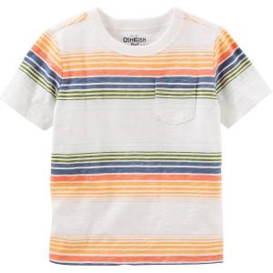 OshKosh B’Gosh Boys Short Sleeve Pocket Tee(Ivory/Orange Stripe)