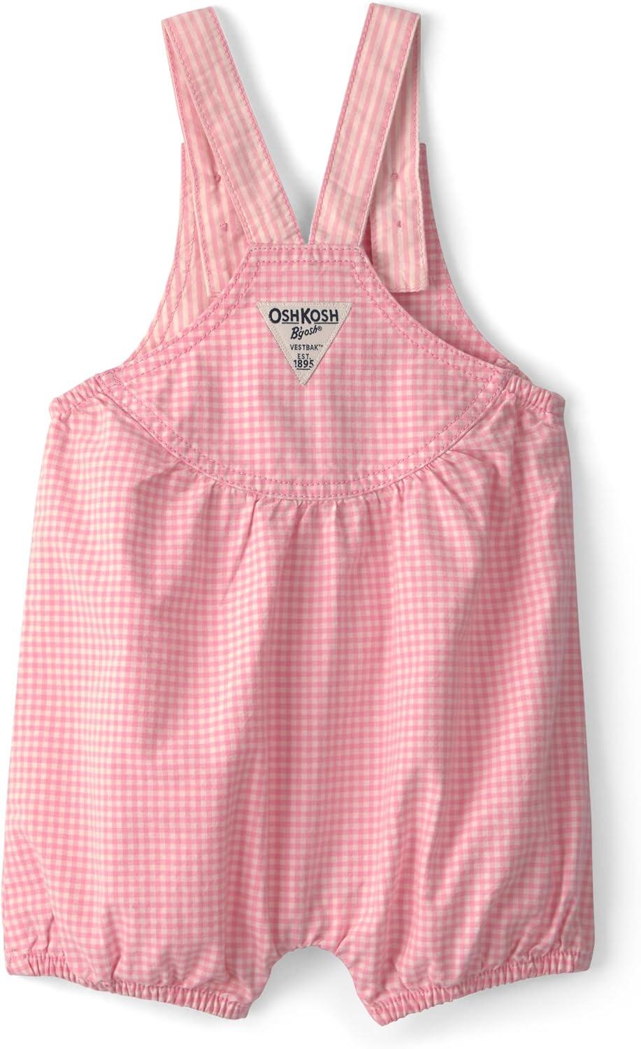 imageOSHKOSH BGOSH babygirls Worlds Best OverallsPinkWhite Check
