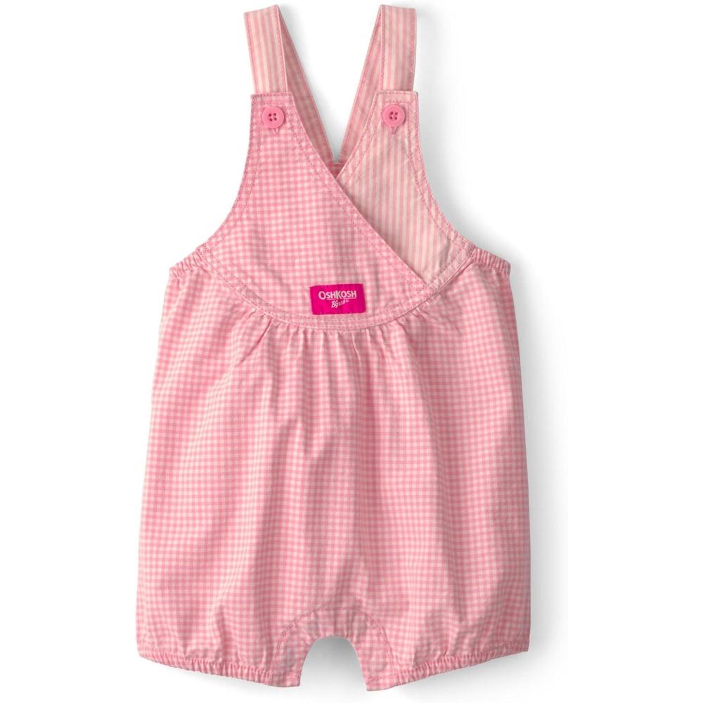 imageOSHKOSH BGOSH babygirls Worlds Best OverallsPinkWhite Check
