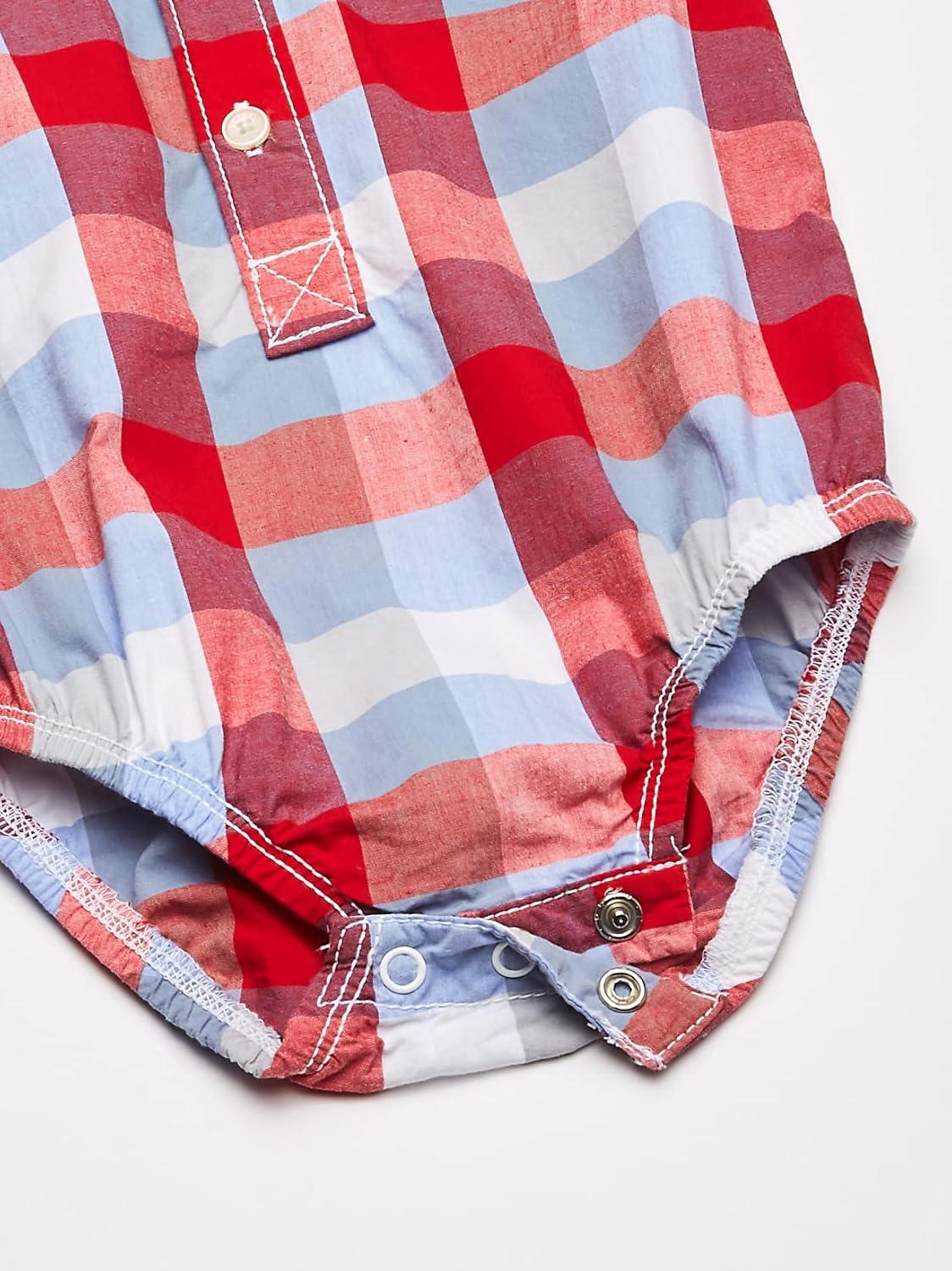 imageOSHKOSH BGOSH Baby Boys Buttonfront BodysuitRed Blue Plaid
