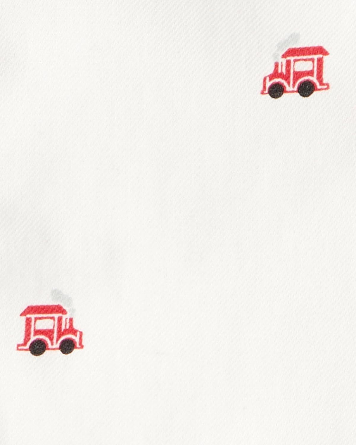 imageOSHKOSH BGOSH Baby Boys Buttonfront BodysuitWhite Train