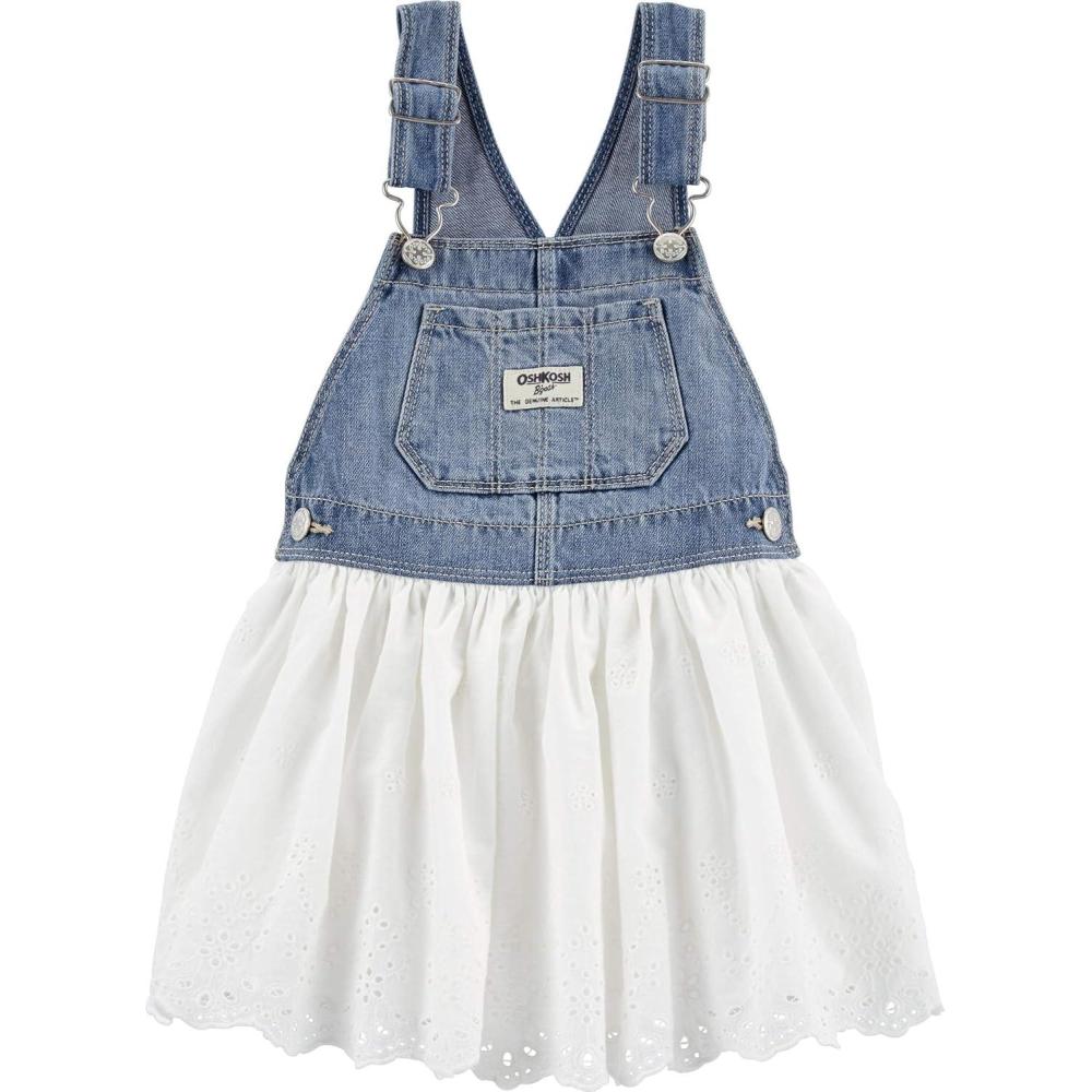 imageOshkosh Girls Worlds Best OverallsWhite Eyelet Jumper