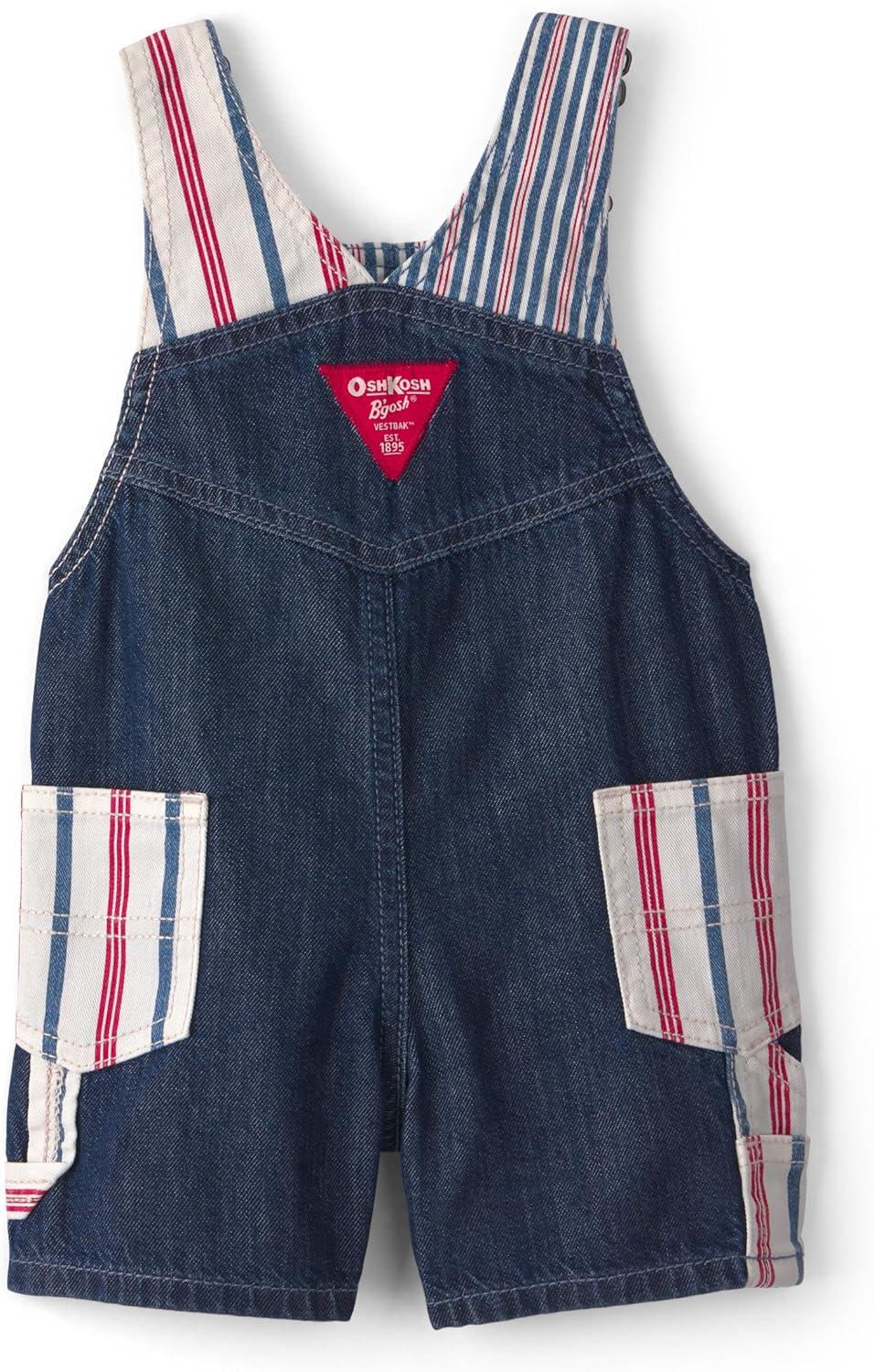 imageOSHKOSH BGOSH Baby Boys Worlds Best OverallsBlueRed Striped
