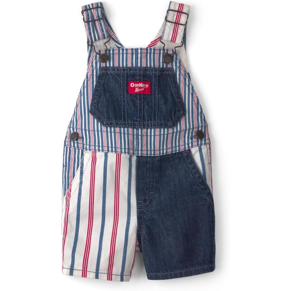 imageOSHKOSH BGOSH Baby Boys Worlds Best OverallsBlueRed Striped