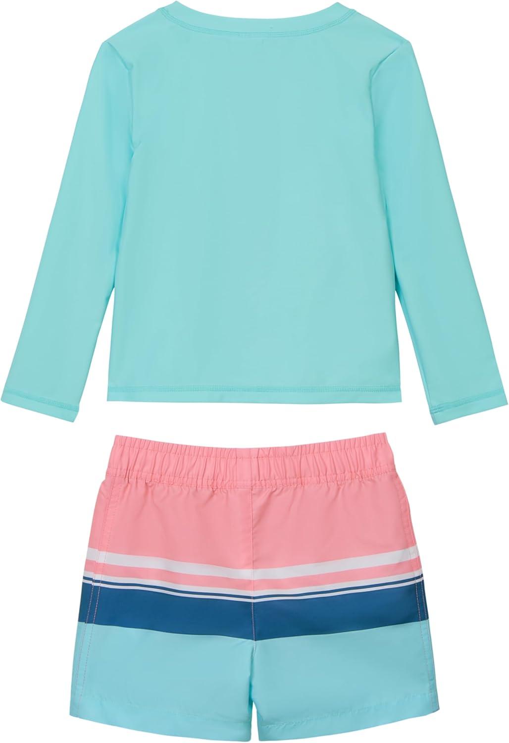 imageOSHKOSH BGOSH Toddlers and Baby Boys Swimsuit Trunk and Rashguard SetAqua