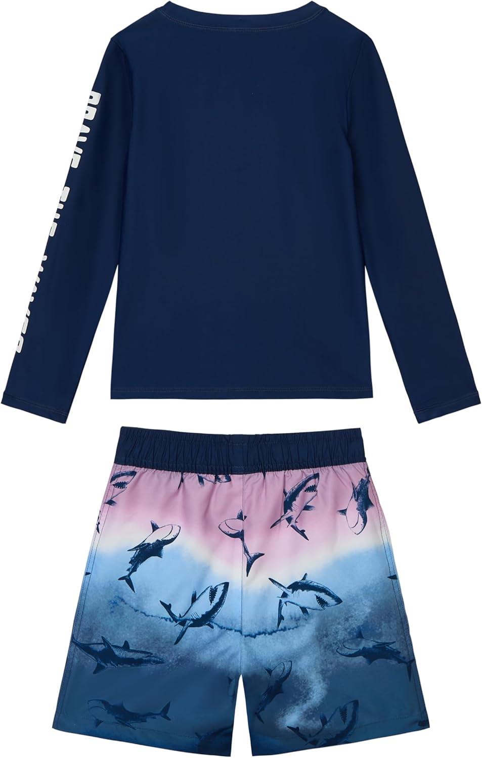 imageOSHKOSH BGOSH Toddlers and Baby Boys Swimsuit Trunk and Rashguard SetNavy