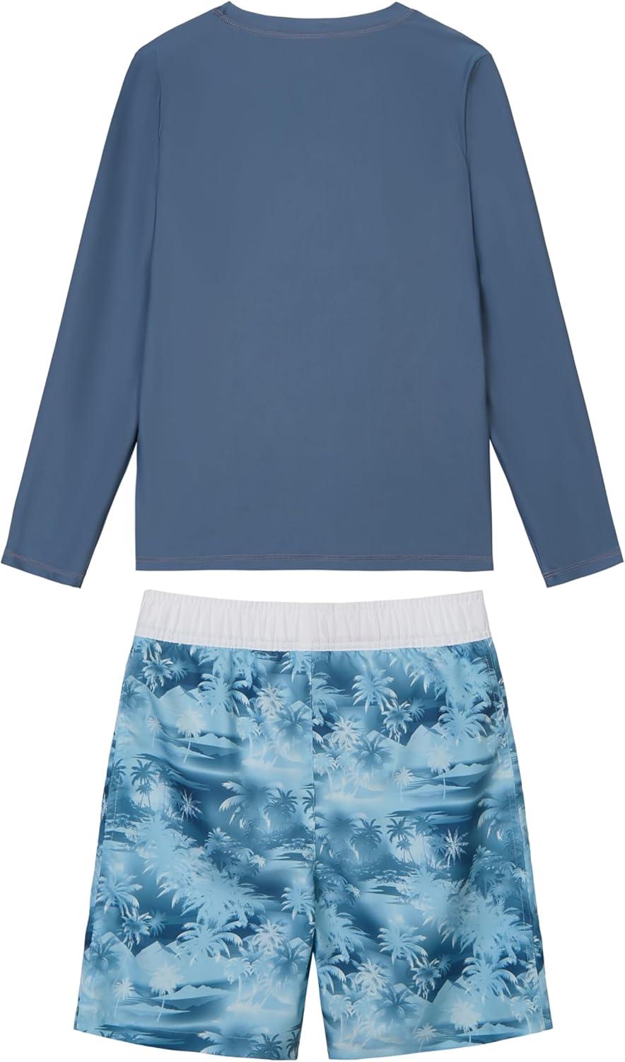 imageOSHKOSH BGOSH Toddlers and Baby Boys Swimsuit Trunk and Rashguard SetSurf Blue