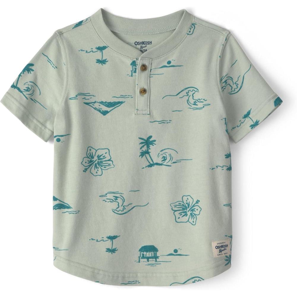 imageOSHKOSH BGOSH Boys Short Sleeve HenleyGreen