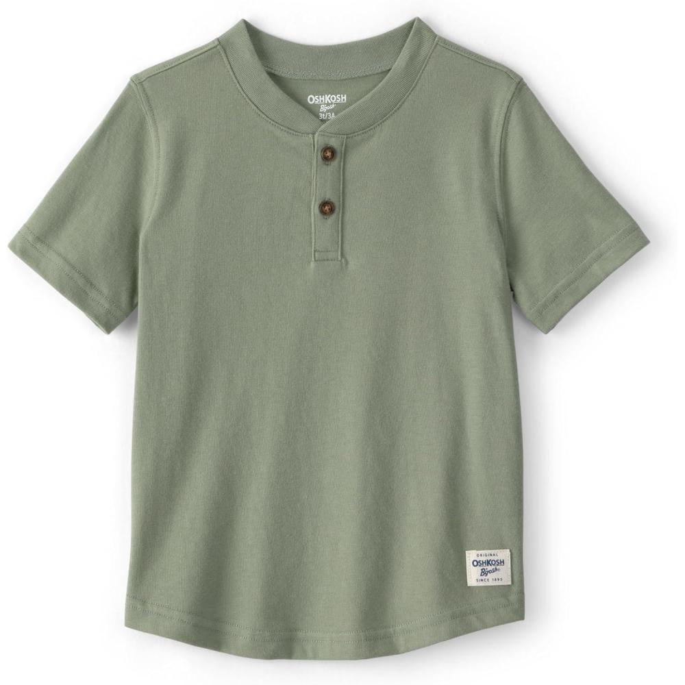imageOSHKOSH BGOSH Boys Short Sleeve HenleySolid Green