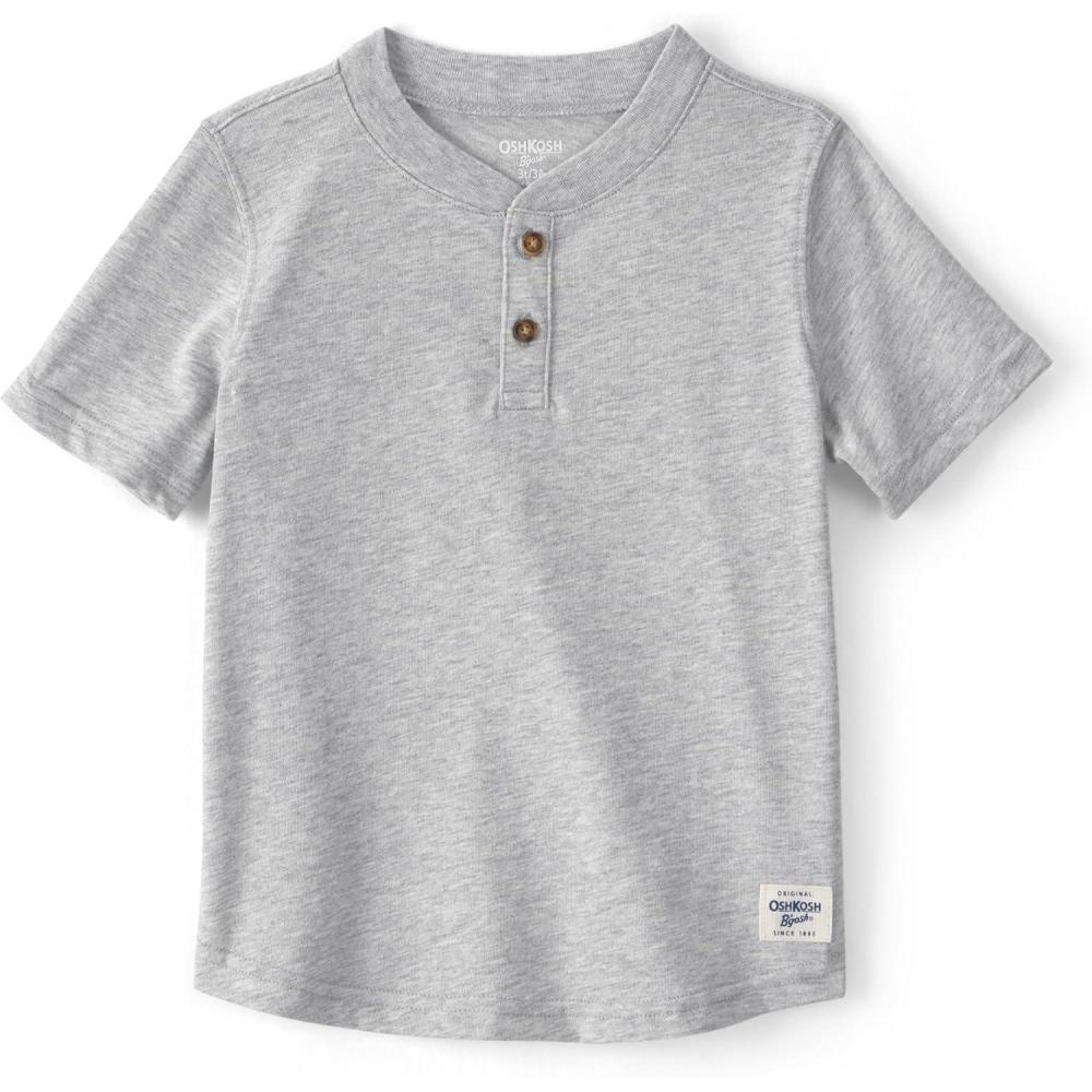 imageOSHKOSH BGOSH Boys Short Sleeve HenleySolid Grey