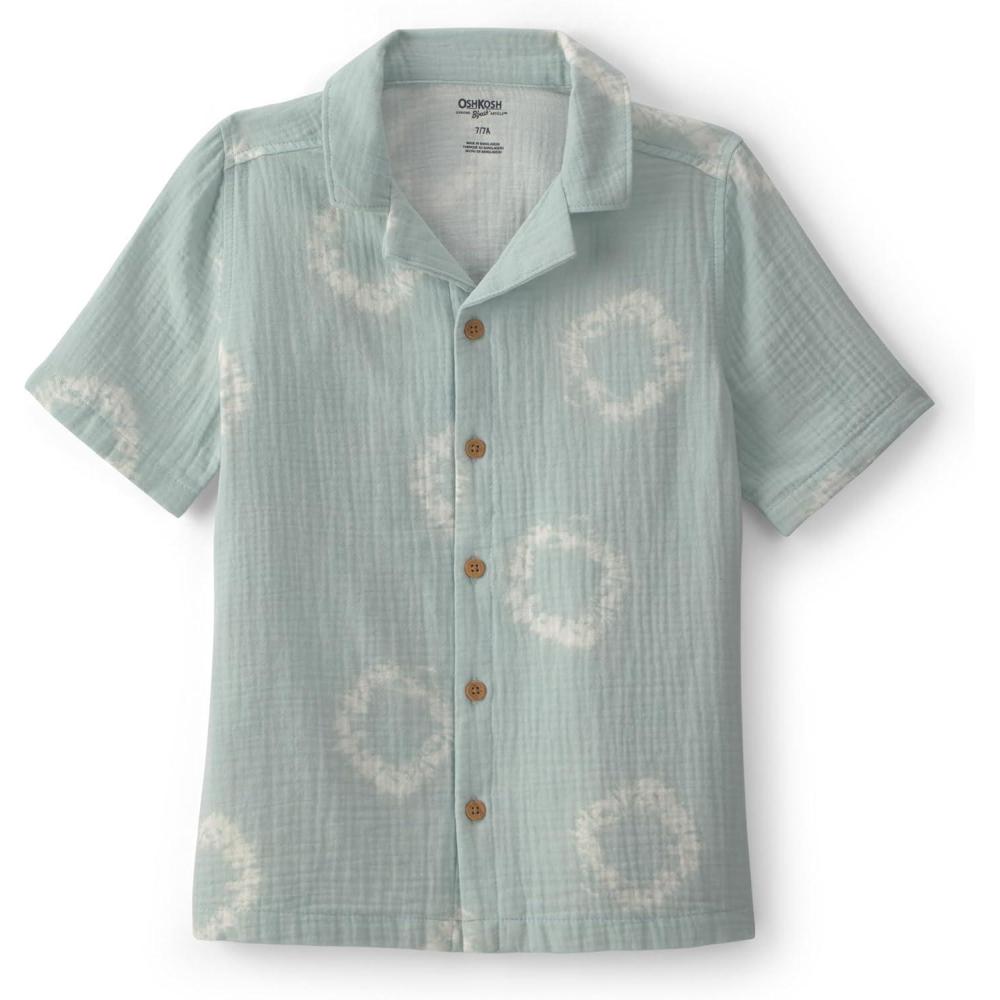 imageOshKosh BGosh Boys Short Sleeve Woven Buttonfront ShirtGreen