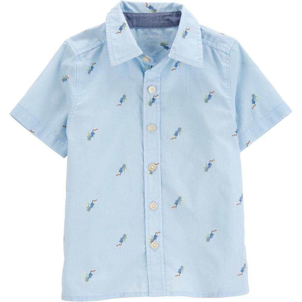 imageOshKosh BGosh Boys Short Sleeve Woven Buttonfront ShirtPeach Plaid