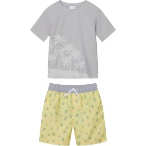 OSHKOSH B’GOSH Toddlers and Baby Boys’ Swimsuit Trunk and Rashguard Set(Grey)