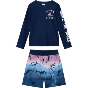 OSHKOSH B’GOSH Toddlers and Baby Boys’ Swimsuit Trunk and Rashguard Set(Navy)