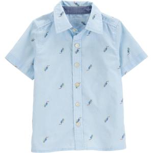 OshKosh B’Gosh Boys Short Sleeve Woven Buttonfront Shirt(Peach Plaid)