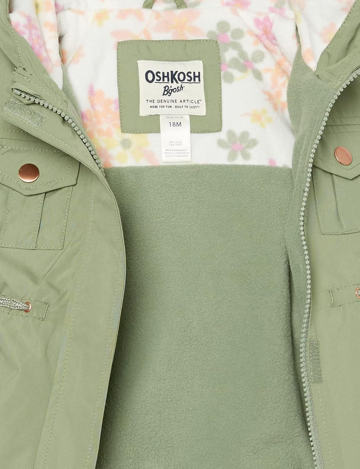 imageOSHKOSH BGOSH girls Midweight Hooded Anorak Jacket CoatOlive Drab