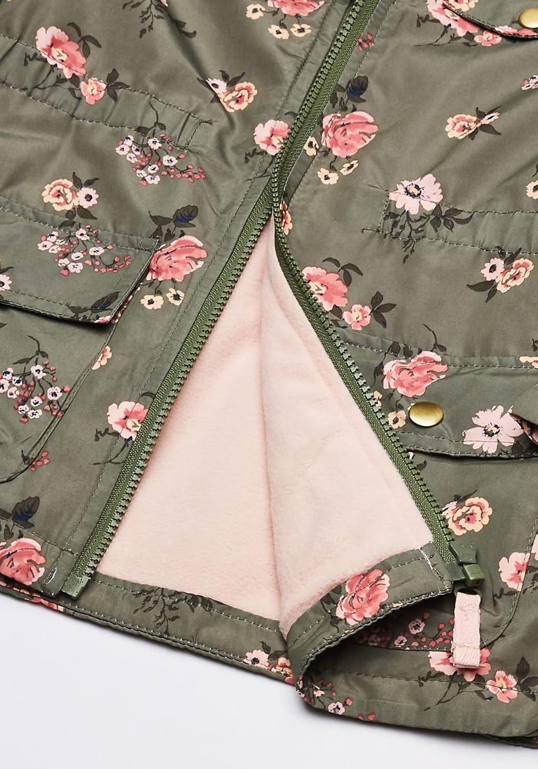 imageOSHKOSH BGOSH girls Midweight Hooded Anorak Jacket CoatOlive Drab Floral