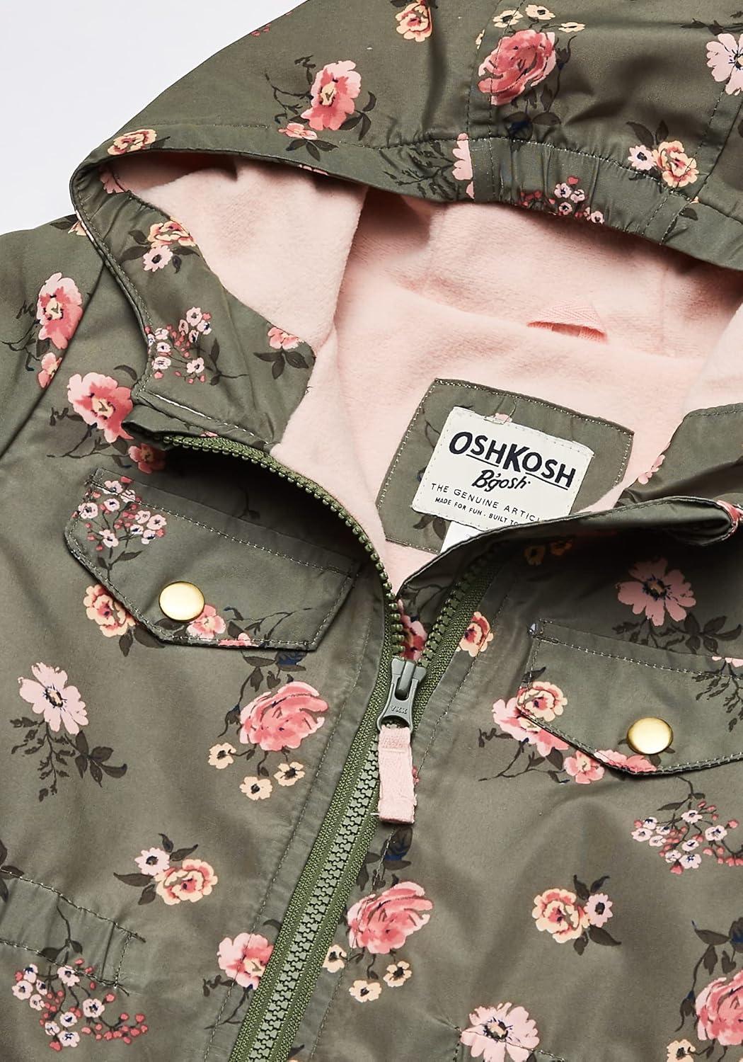 imageOSHKOSH BGOSH girls Midweight Hooded Anorak Jacket CoatOlive Drab Floral