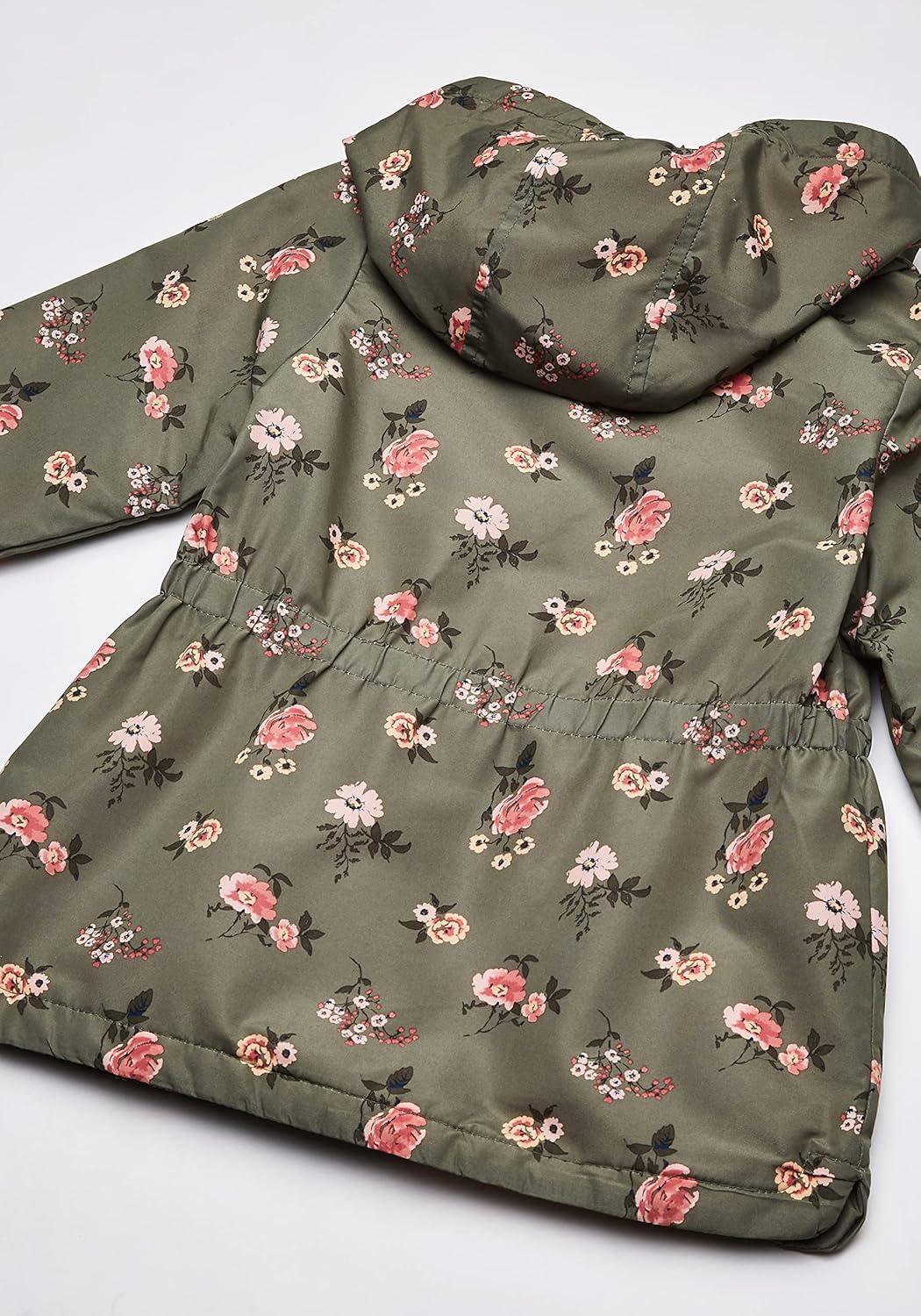 imageOSHKOSH BGOSH girls Midweight Hooded Anorak Jacket CoatOlive Drab Floral