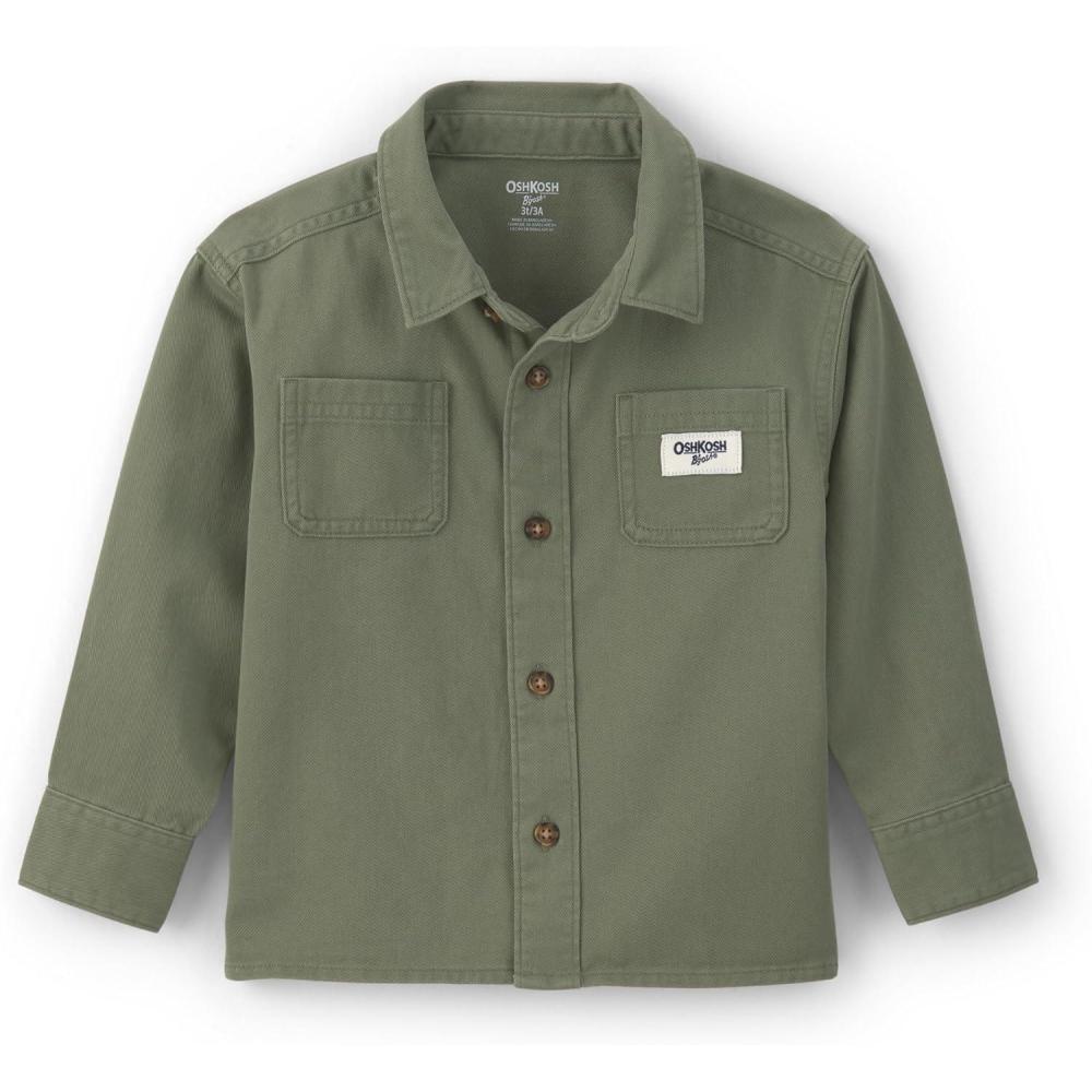 imageOshKosh BGosh Boys Long Sleeve Woven Buttonfront ShirtOlive Green