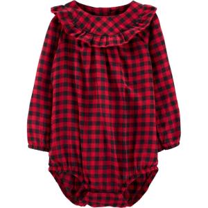 OSHKOSH B’GOSH Baby Girls’ Long-sleeve Bodysuit(Red Plaid)